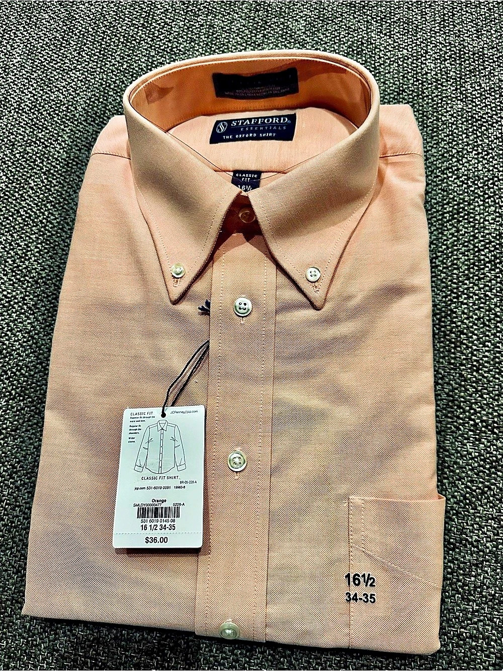 Stafford The Oxford Shirt Classic Fit Oxford Shirt Brown Size 16 1/2